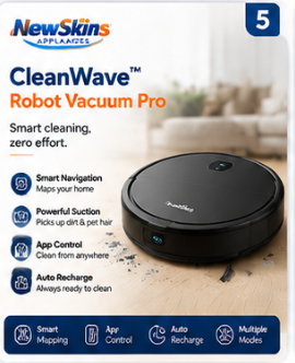 NewSkinsโข CleanWave Smart Robot Vacuum Pro