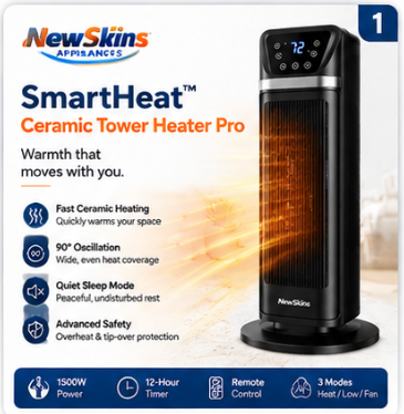 NewSkins™ SmartHeat Ceramic Tower Heater Pro
